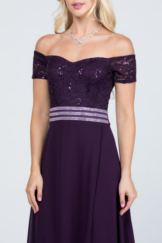 Women Chelsea Waist Sequin Lace Embellished Maxi Dress | Zarnesh