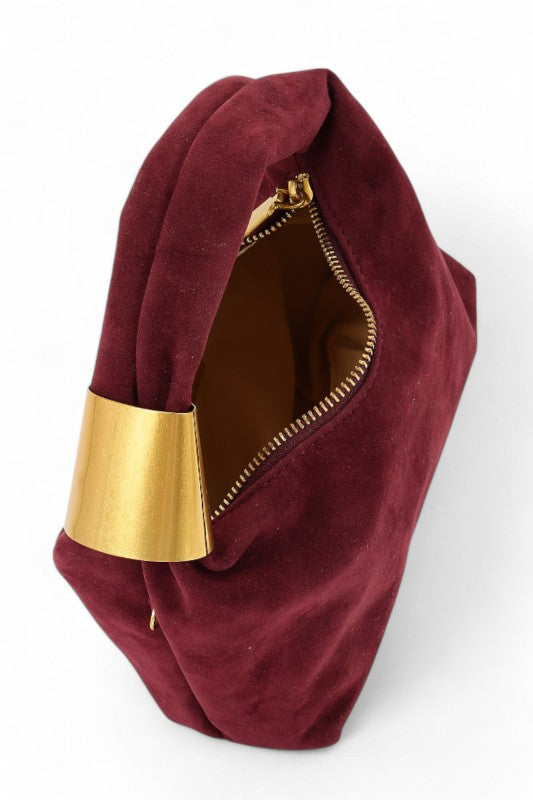 Womens Faux Suede Top Handle Convertible Swing Clutch| Zarnesh 