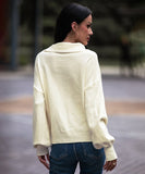 Women Clasi Contrast Trim Tie Neck Knit Peplum Top Zarnesh