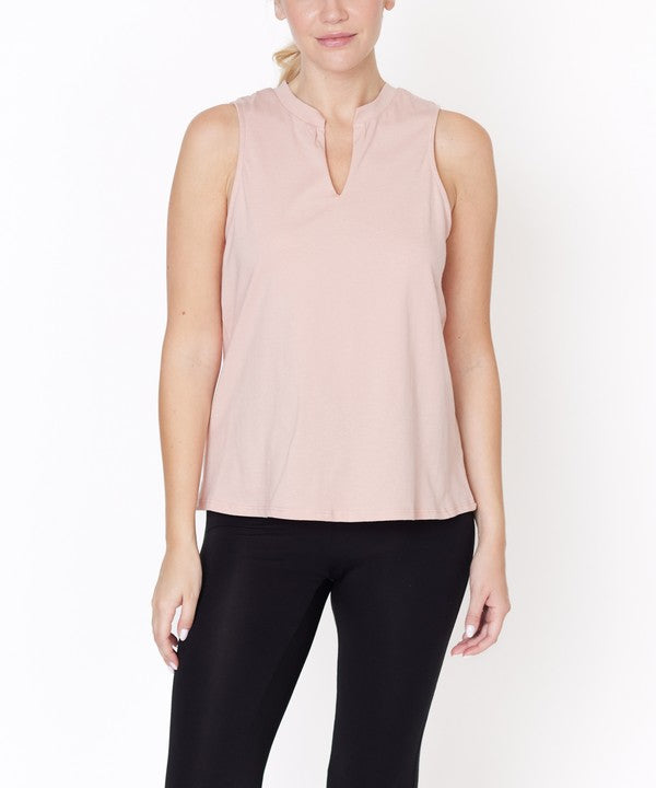 Women Classic V Cut Edge Sleeveless Cotton Jersey Top Zarnesh