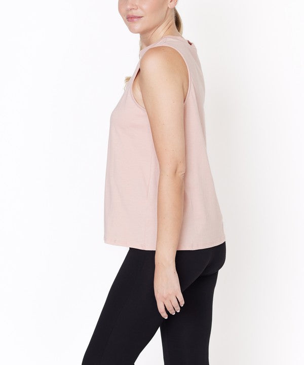 Women Classic V Cut Edge Sleeveless Cotton Jersey Top Zarnesh