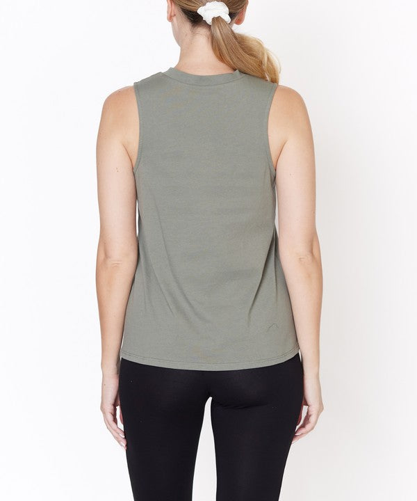 Women Classic V Cut Edge Sleeveless Cotton Jersey Top Zarnesh