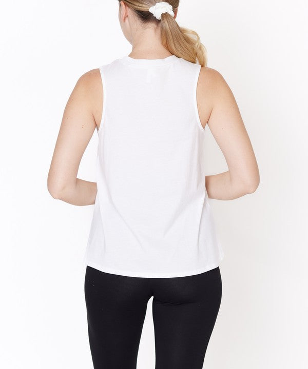 Women Classic V Cut Edge Sleeveless Cotton Jersey Top Zarnesh