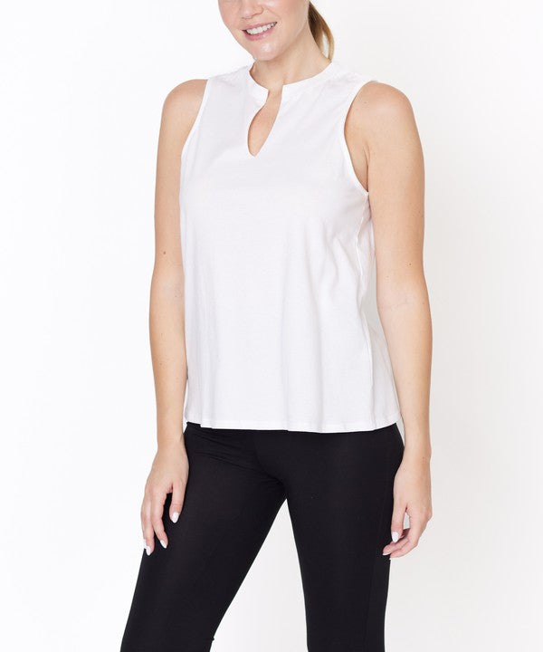Women Classic V Cut Edge Sleeveless Cotton Jersey Top Zarnesh