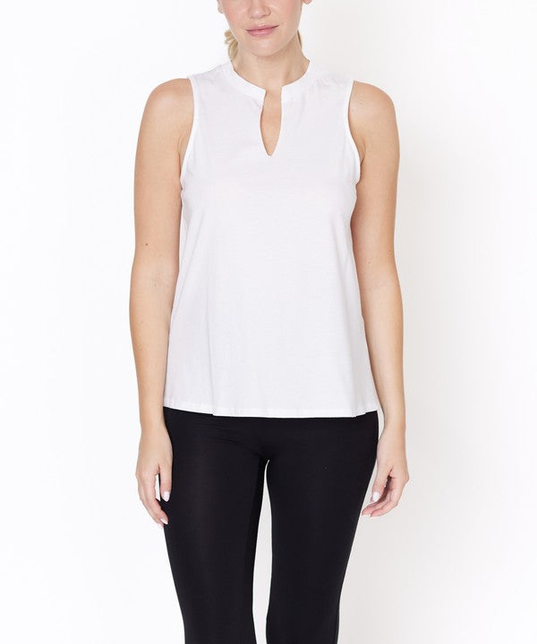 Women Classic V Cut Edge Sleeveless Cotton Jersey Top Zarnesh