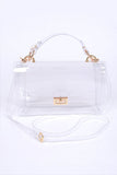 Women Clear Flap with Gold Accents PVC Crossbody Swing Bag Zarnesh