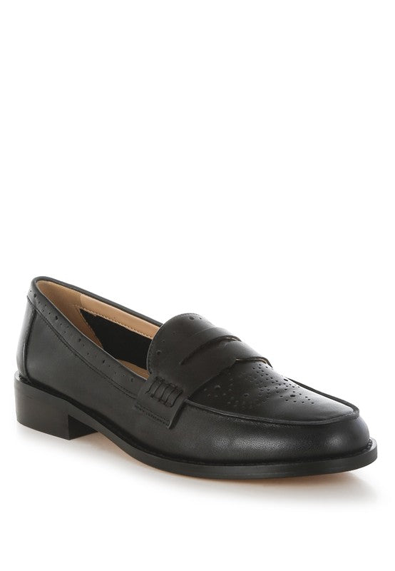 Women Clotilda Perforated Plush Cushion Low Heel Loafers Zarnesh