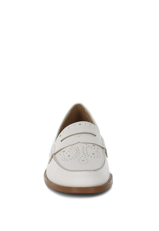 Women Clotilda Perforated Plush Cushion Low Heel Loafers Zarnesh