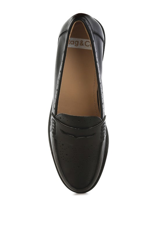 Women Clotilda Perforated Plush Cushion Low Heel Loafers Zarnesh