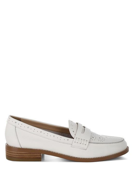 Women Clotilda Perforated Plush Cushion Low Heel Loafers Zarnesh