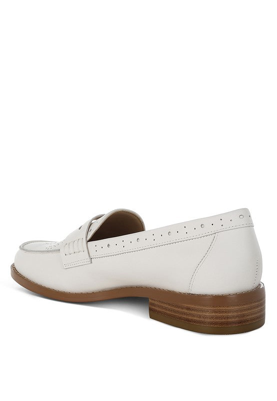 Women Clotilda Perforated Plush Cushion Low Heel Loafers Zarnesh