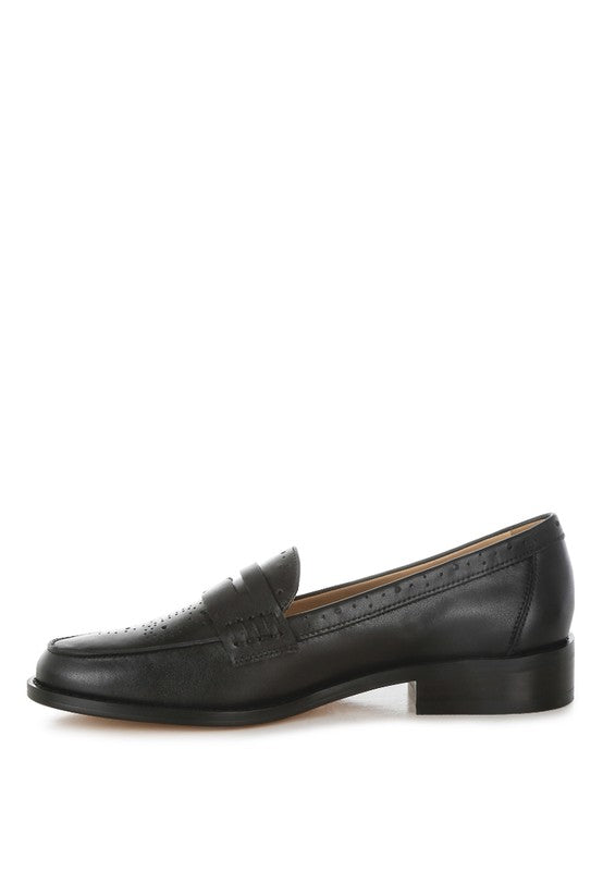 Women Clotilda Perforated Plush Cushion Low Heel Loafers Zarnesh