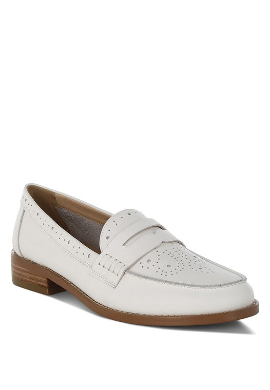 Women Clotilda Perforated Plush Cushion Low Heel Loafers Zarnesh