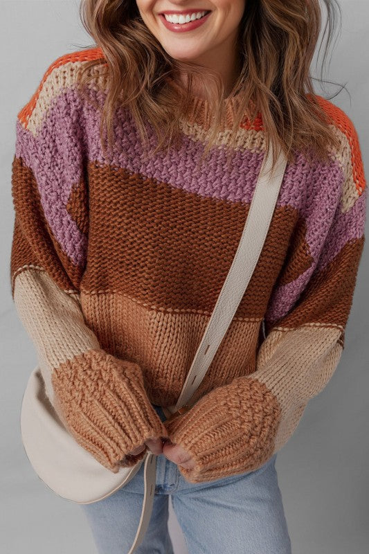 Women’s ColorBlock Chunky Striped Drop Shoulder Sweater | Zarnesh