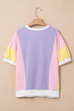 Women Color Block Patchwork Half Sleeve Pocketed Top Zarnesh