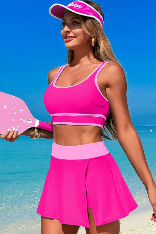 Women’s Color Block Two Pieces High Waisted Skirt Swimsuit | Zarnesh