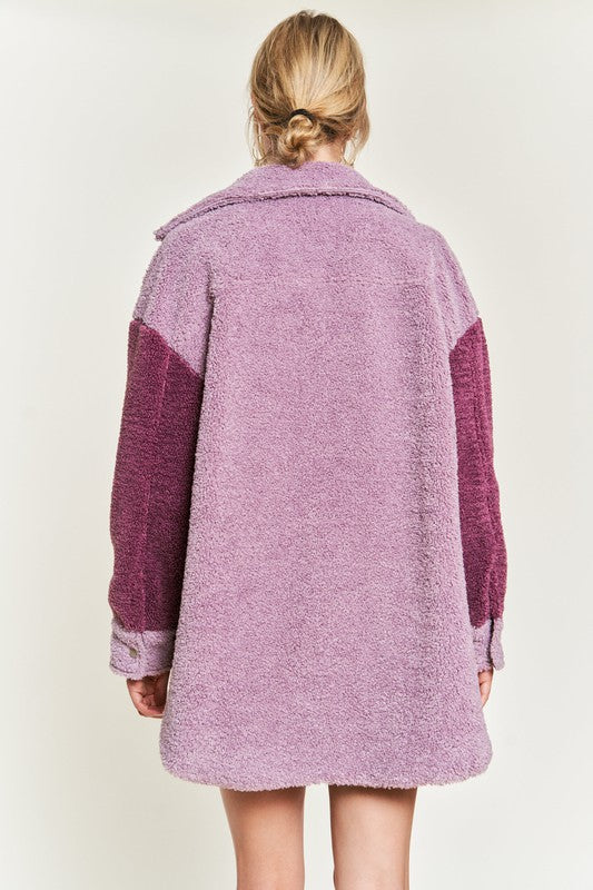 Women Colorblock Sherpa Jacket | Zarnesh