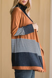 Women Colorblock Striped Waffle Patchwork Open Cardigan | Zarnesh