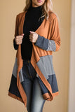 Women Colorblock Striped Waffle Patchwork Open Cardigan | Zarnesh