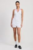 Women Contrast Collar Ribbed Mini Sleeveless Halter Dress Zarnesh