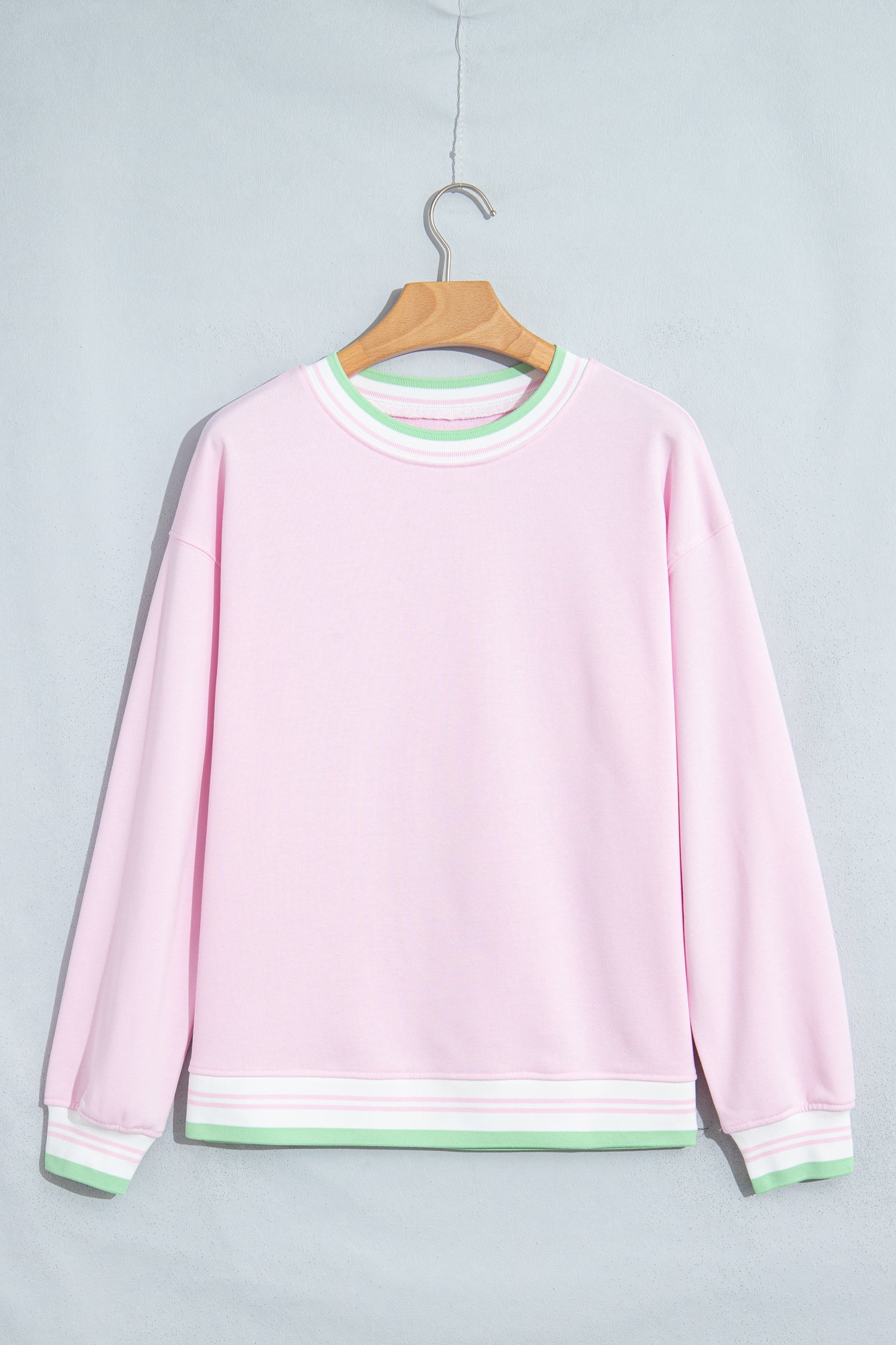 Women Contrast Striped Baggy Crewneck Pullover Sweatshirt | Zarnesh