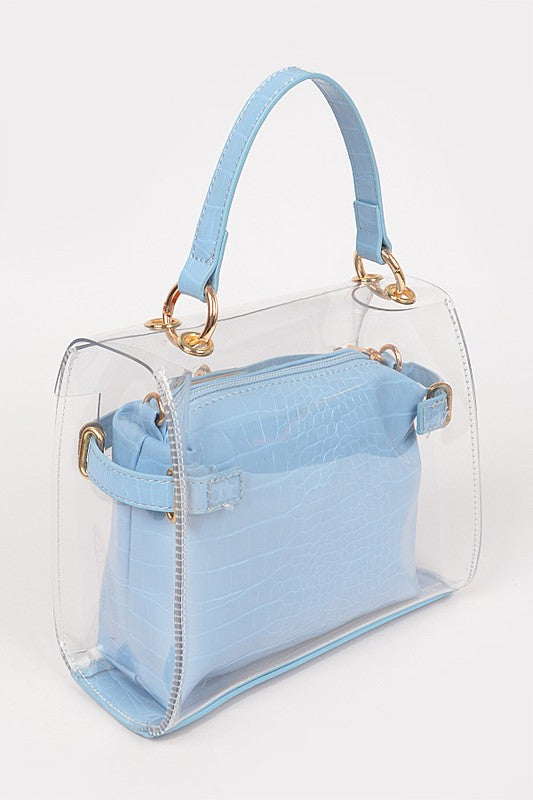 Women Convertible Stadium Tote Bag Crossbody Croc Clutch Set Zarnesh