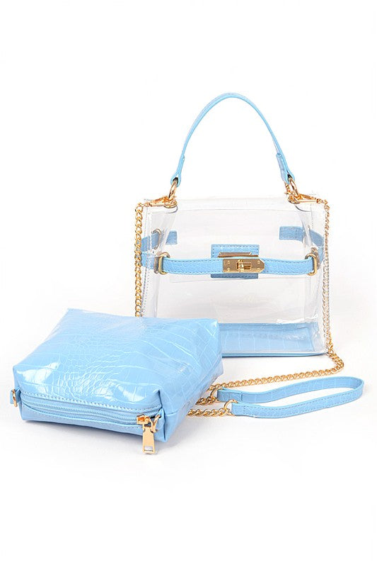 Women Convertible Stadium Tote Bag Crossbody Croc Clutch Set Zarnesh