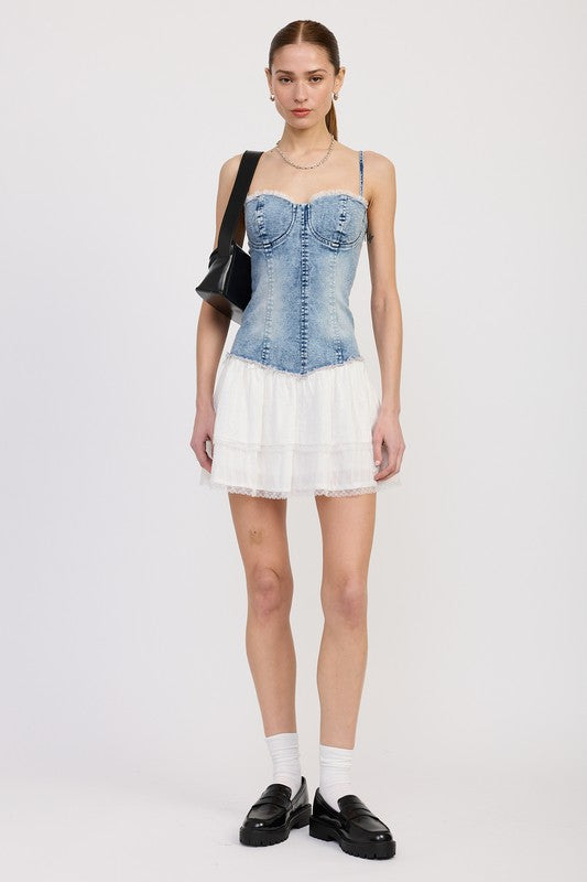 Women’s Corset Denim Mini Dress | Zarnesh