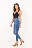 Women Corset Double Waist High Rise Ankle Distress Jeans Zarnesh