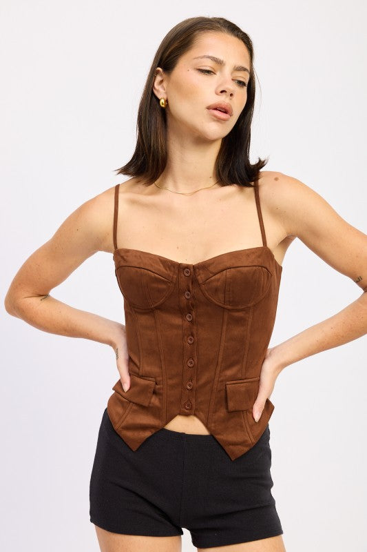 Women’s Corset Inspired Button Back Lace Up Top | Zarnesh