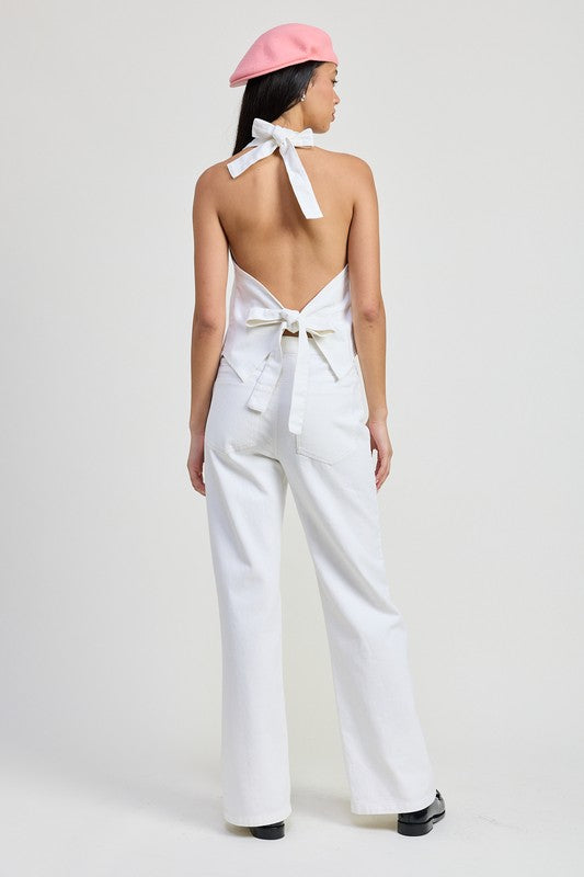 Women Cotton Button Up Halter Vest Style Top | Zarnesh