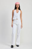 Women Cotton Button Up Halter Vest Style Top | Zarnesh