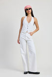 Women Cotton Button Up Halter Vest Style Top | Zarnesh