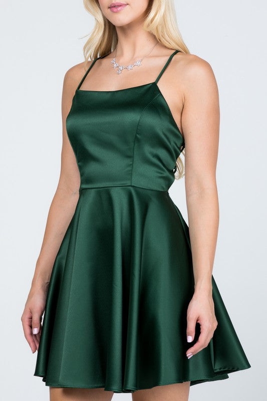 Women Crisscross Lace up Back Spaghetti Strap Prom Dress Zarnesh