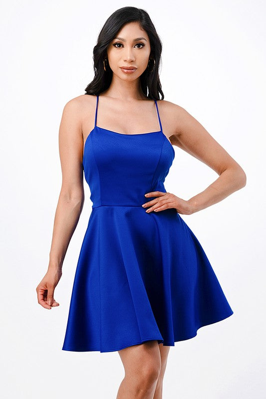 Women Crisscross Lace up Back Spaghetti Strap Prom Dress Zarnesh