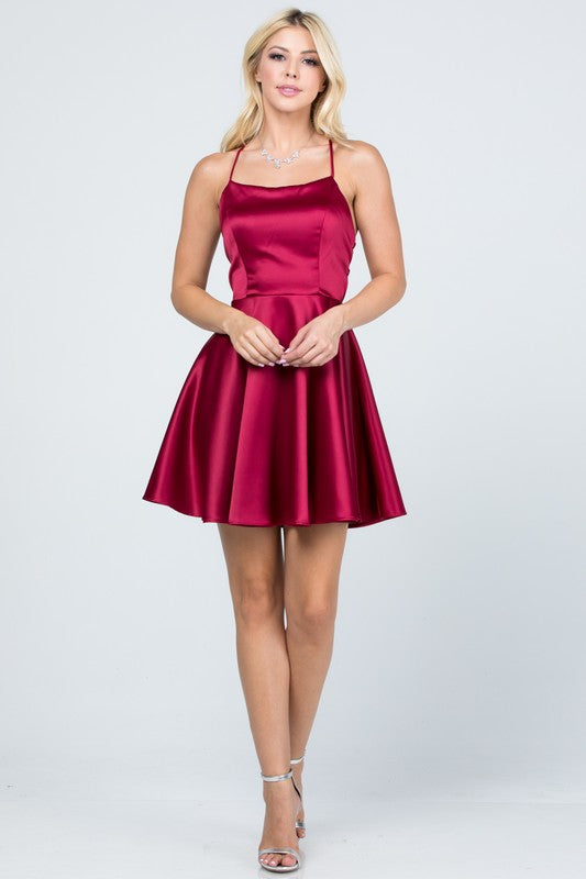 Women Crisscross Lace up Back Spaghetti Strap Prom Dress Zarnesh