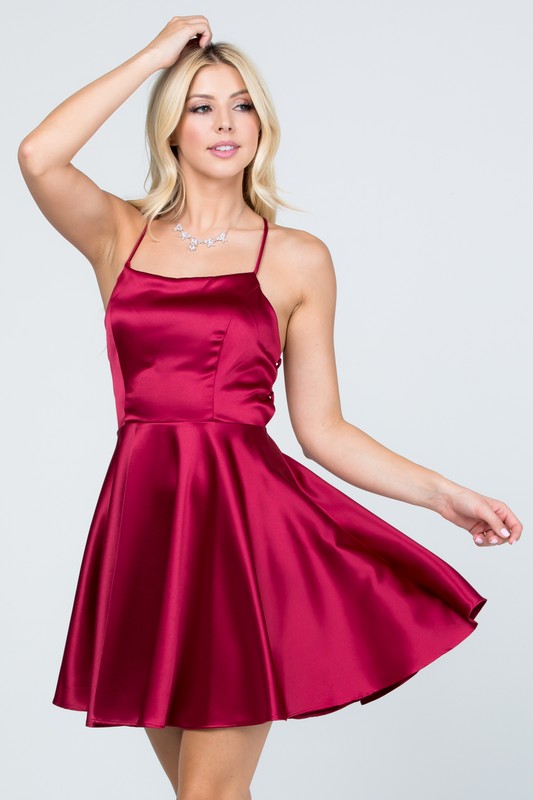 Women Crisscross Lace up Back Spaghetti Strap Prom Dress Zarnesh