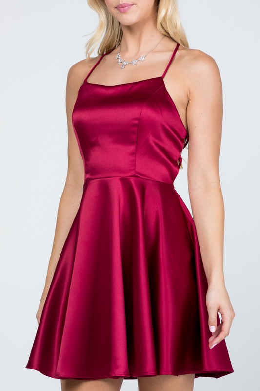 Women Crisscross Lace up Back Spaghetti Strap Prom Dress Zarnesh