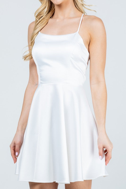 Women Crisscross Lace up Back Spaghetti Strap Prom Dress Zarnesh