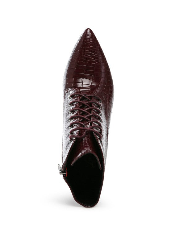 Women's Croc Textured Faux Leather Boots | Zarnesh