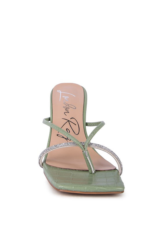 Women Fetish Croc Rhinestone Slider Sandals | Zarnesh