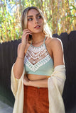 Women's Crochet Lace High Neck Bralette | Zarnesh