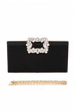 Women Crystal Buckle Snap On Metallic Box Clutch | Zarnesh