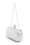Women Crystal Flower Statement Satin Heart Shape Clutch Zarnesh