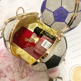 Women Crystal Pave Soccer Ball Pendant Shoulder Chain Clutch Zarnesh