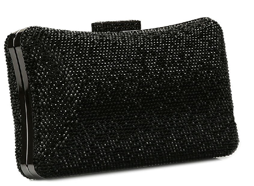 Women Crystal Pave Statement Removable Chain Box Clutch Zarnesh