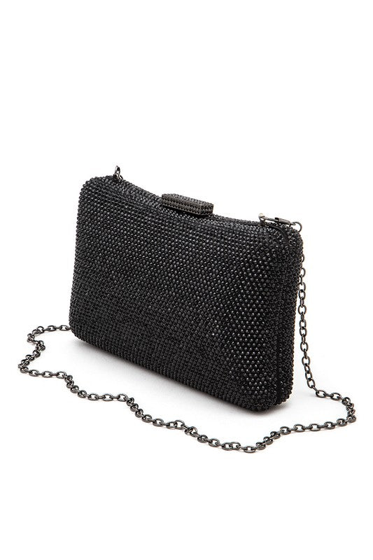 Women Crystal Pave Statement Removable Chain Box Clutch Zarnesh