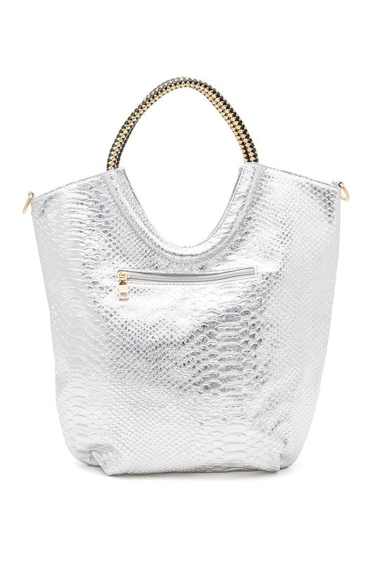 Women’s Crystal Studs Embellished Top Handle Tote Bag | Zarnesh