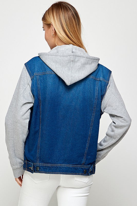 Women Denim Jacket with Fleece Hoodies | Zarnesh