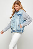 Women Denim Jacket with Fleece Hoodies | Zarnesh